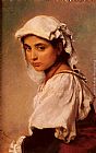 Ludwig Knaus Canvas Paintings - A Portrait Of A Tyrolean Girl